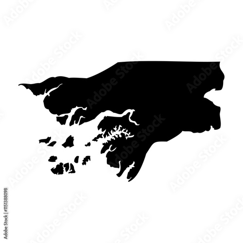 Guinea-Bissau high detailed vector representation of country silhouette in solid black on white background. For educational, decorative, or informational use showcasing the national outline.