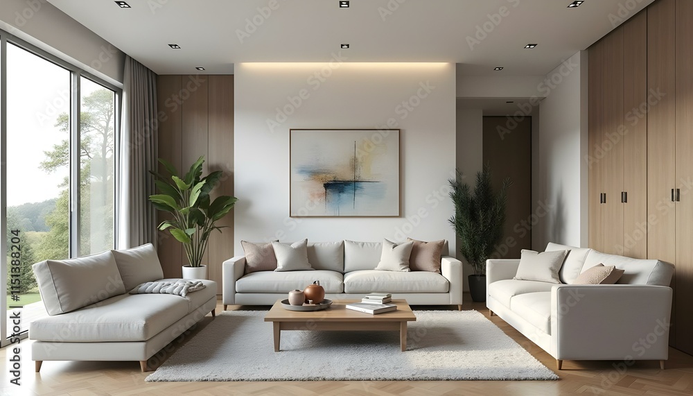 modern and esthetic living room with sofa and furniture modern and esthetic living room with sofa and furniture