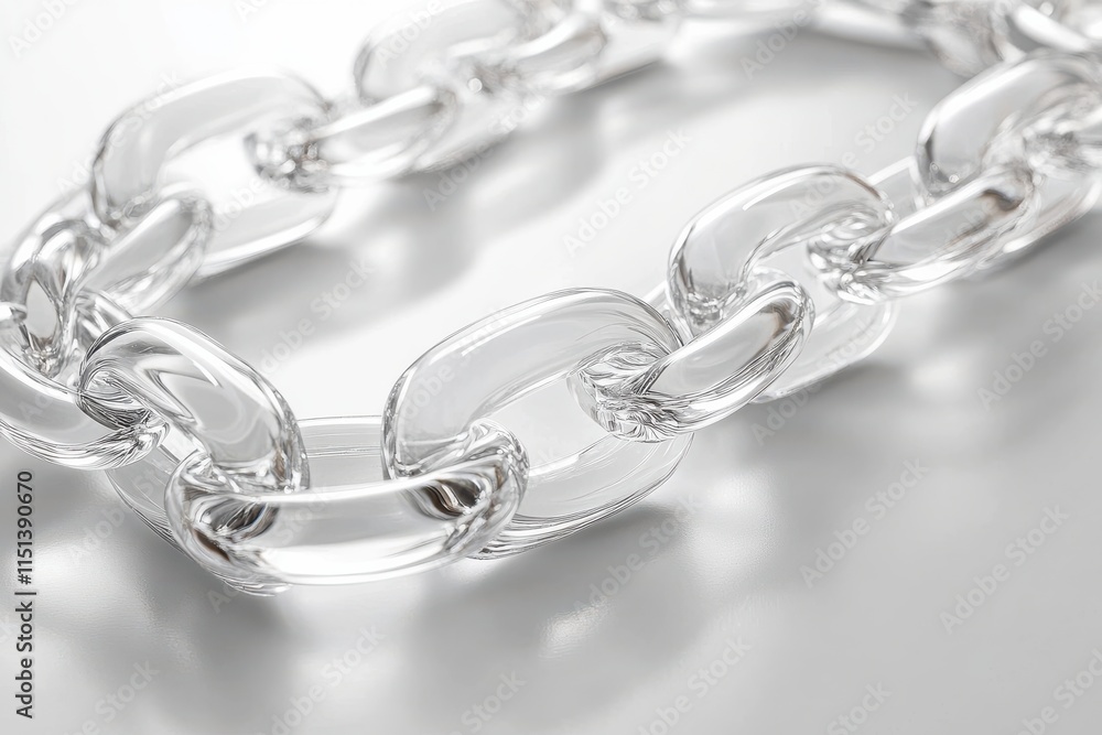 Fototapeta premium Clear Chain Looped on White Table Surface