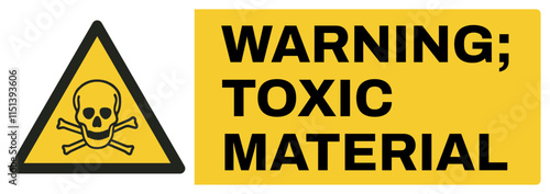 ISO warning safety signs uppercase text_warning ; toxic material_landscape size 1/2 a4,a3,a2,a1	 