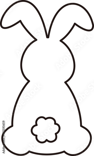 Isolated cute rabbit back outline.
Simple shape of Easter bunny.
Cute rabbit coloring drawing.
Transparent background.