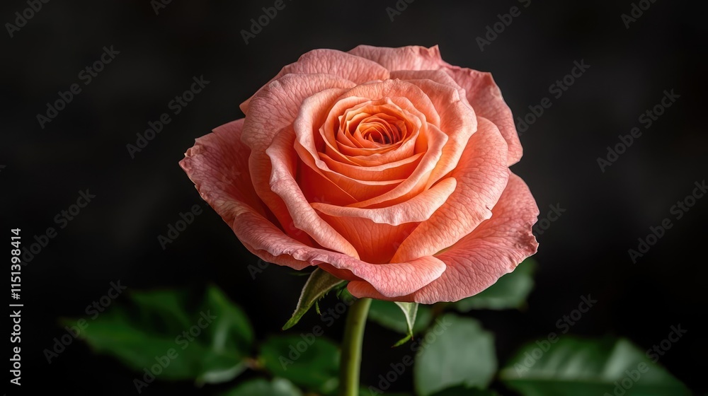 Pastel rose idea. A beautiful pink rose blooming elegantly against a dark background. Pastel rose idea. A beautiful pink rose blooming elegantly against a dark background.