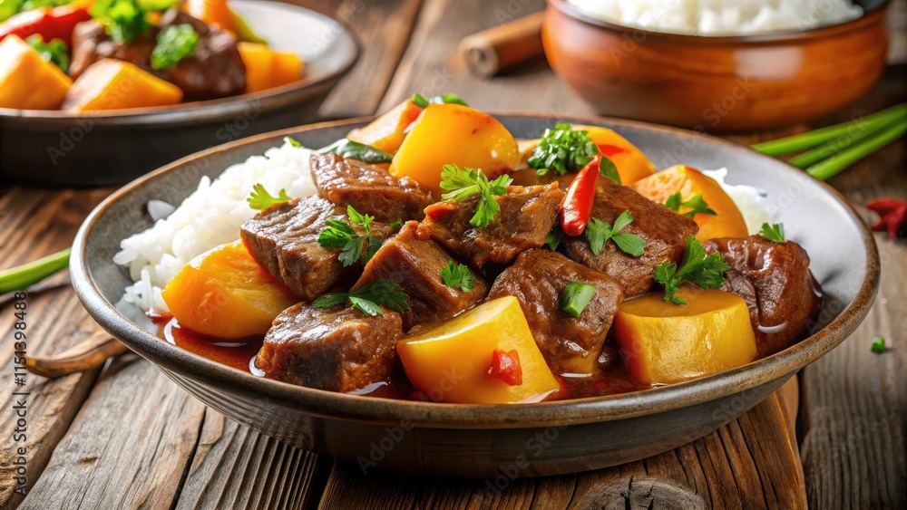 Chinese Stewed Beef Potato Rice Bowl Restaurant Dish - Delicious Home-Style Recipe