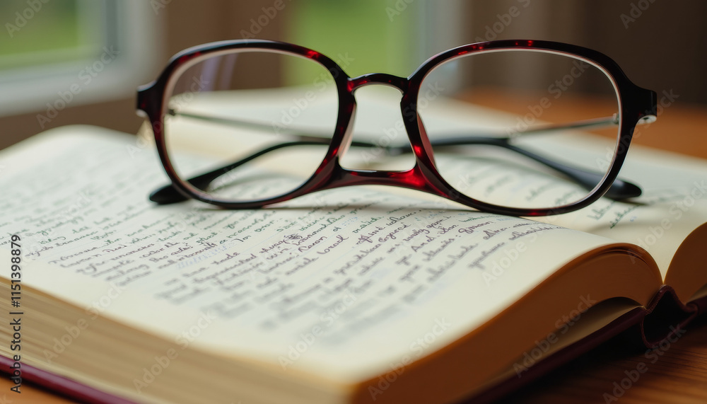 Intriguing Book Pages with Glasses Intriguing Book Pages with Glasses