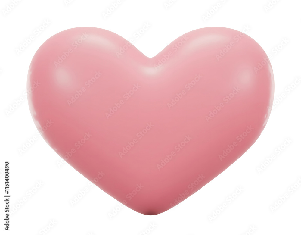 Fototapeta premium soft pink heart, 3d, isolated on a white background
