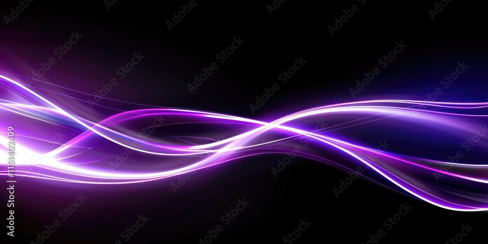Abstract purple and white light waves on black background Abstract purple and white light waves on black background