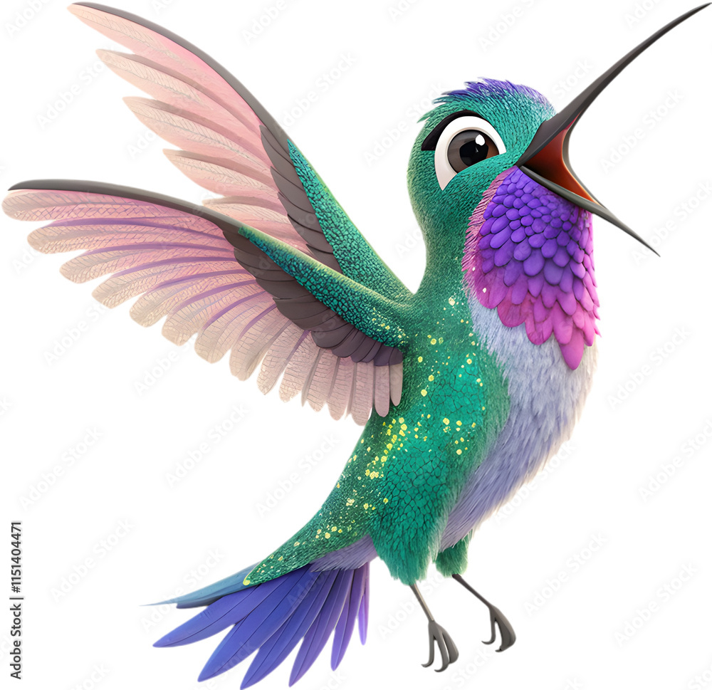 Obraz premium Adorable cartoon hummingbird clipart, perfect for adding charm to any design.
