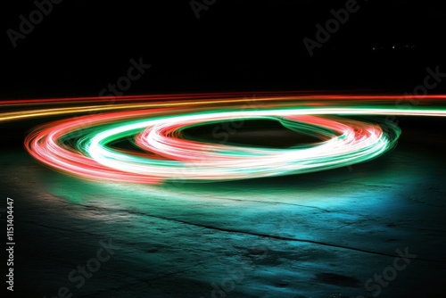 Abstract digital art of glowing neon light trails in vivid pink and blue hues with sparkling particles.