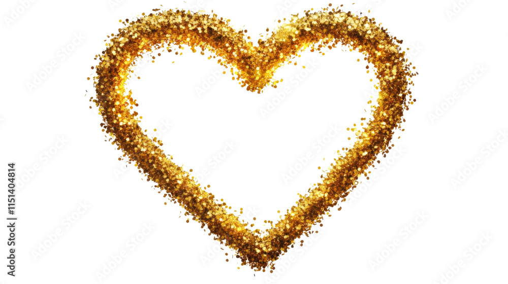 Golden heart, isolated on transparent background Golden heart, isolated on transparent background