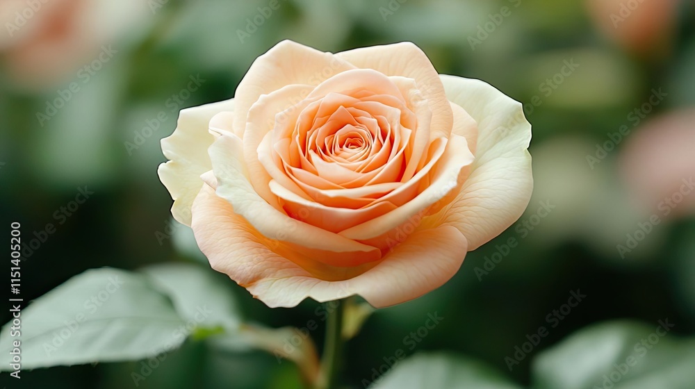 Pastel rose idea. Beautiful peach rose bloom in a lush garden, symbolizing love and elegance. Pastel rose idea. Beautiful peach rose bloom in a lush garden, symbolizing love and elegance.
