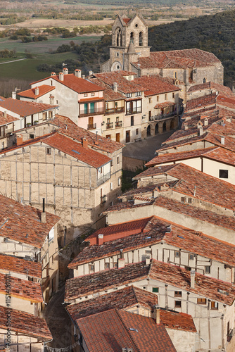 Picturesque medieval village of Frias. Antique tile roofs. Burgos. Spain