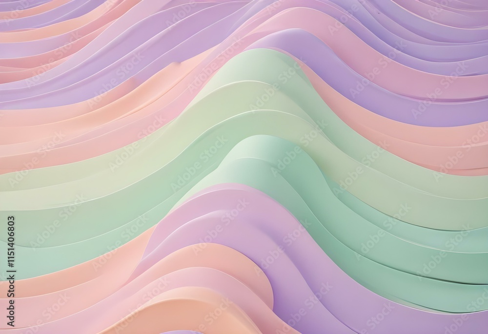 Obraz premium Trendy Pastel Color Wave Backgrounds Abstract Retro 60s & 70s Style Vectors