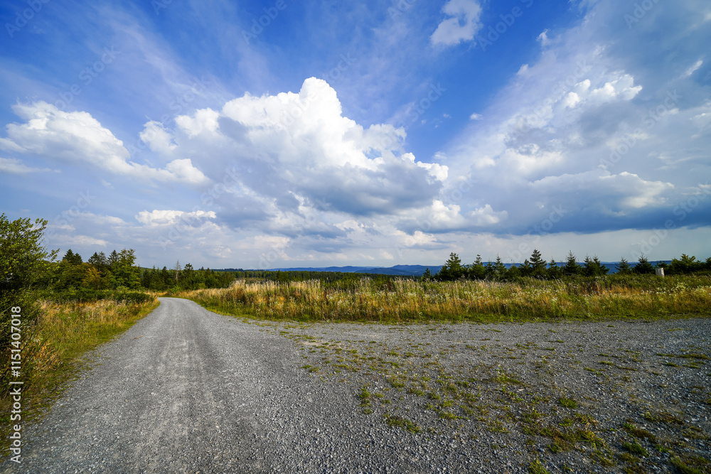 Landscape at the Loermecke tower near Meschede. Nature in the Sauerland.