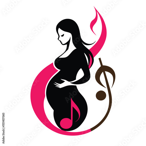 pregnancy woman silhouette on white background 