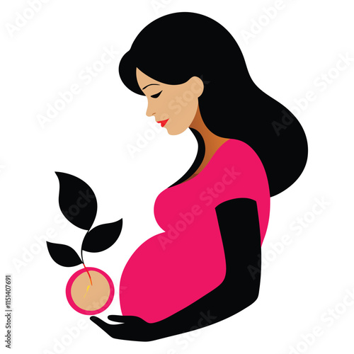 pregnancy woman silhouette on white background 