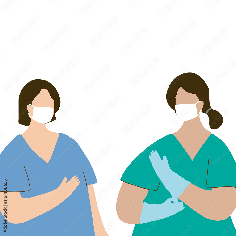 Fototapeta premium Medical staff wearing a face mask to prevent coronavirus infection character element transparent png