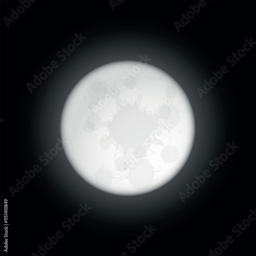 Realistic Illustration of the month. Space. Vector on black background.