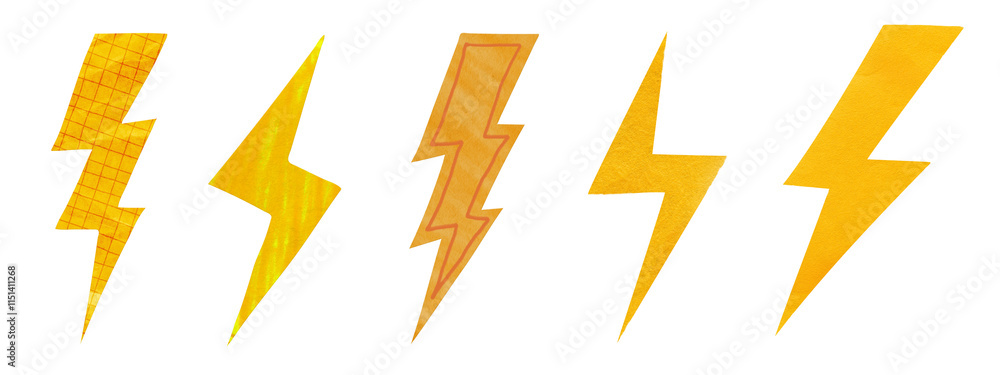cute lightning paper png cut out element set, transparent background cute lightning paper png cut out element set, transparent background