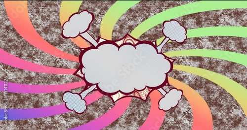 A vibrant animated backdrop with swirling patterns and playful cloud designs suitable for enhancing various creative projects, adding energy and color.