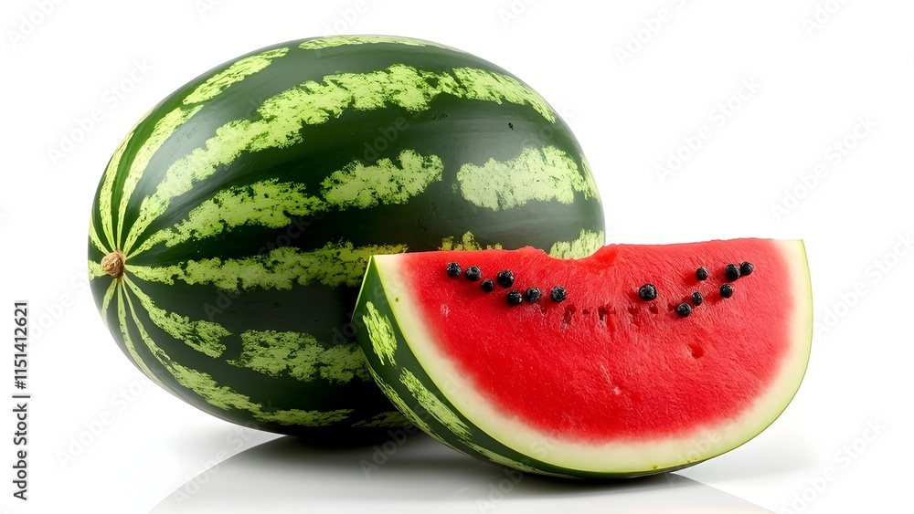 Fresh Watermelon with Green Rind and Red Flesh Isolated Fresh Watermelon with Green Rind and Red Flesh Isolated