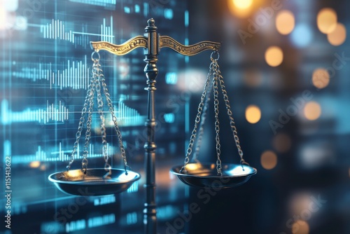 Symbolic representation of balance with scales and graphs