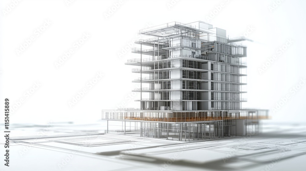 High-Resolution 3D Model of Modern Building Design