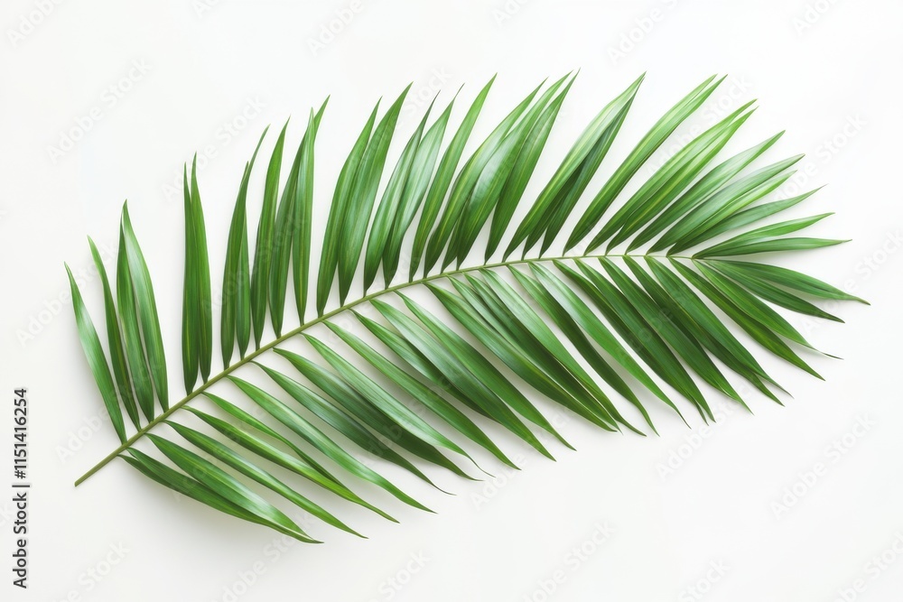 Obraz premium Isolated green palm leaf frame with coconut pattern on white background.