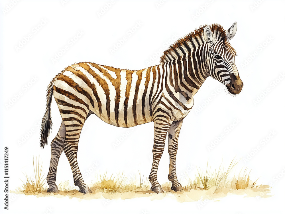 Fototapeta premium Graceful Zebra Watercolor Illustration – Perfect for Wildlife-Inspired Projects