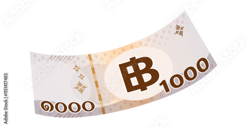 money thai baht, banknotes, currency 1000 baht falling, money flying