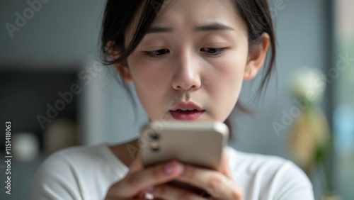 Person gazing puzzled at smartphone screen, reflecting modern challenges of technology and communication in daily life.