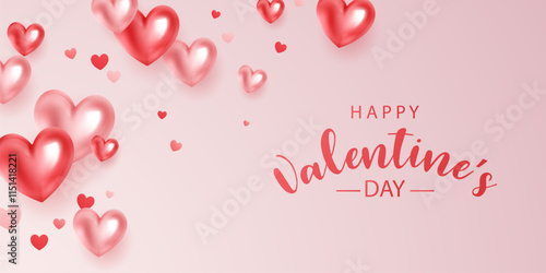 valentine's day background Decorated with beautiful heart balloons. Vector illustration