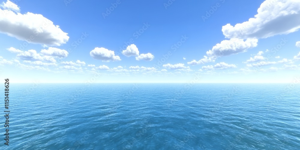 Obraz premium Serene Ocean Panorama Blue Water Sky Clouds