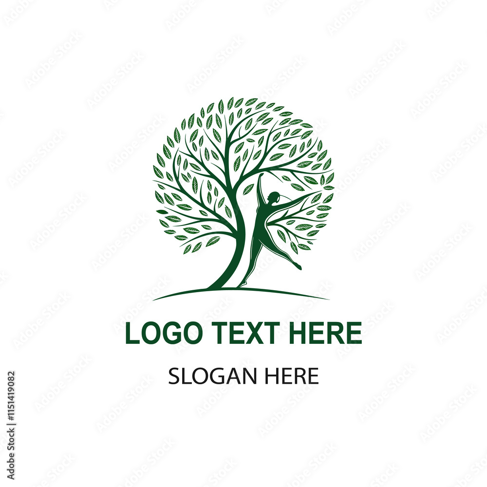 Obraz premium Tree leaf human logo on white background