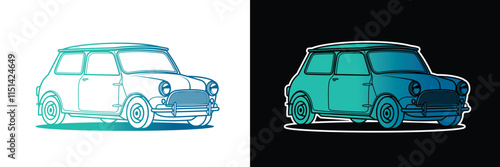 Racing retro car. Original vector illustration in vintage style.