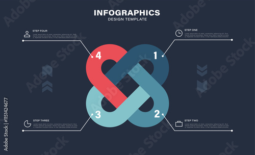 Marketing infographic vector illustration. Infographics design template with 4 steps