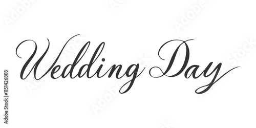 Wedding Day lettering, text, isolated inscription on white background.