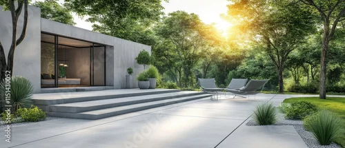 Panel kuchenny z motywem Modern concrete floor surface with natural view