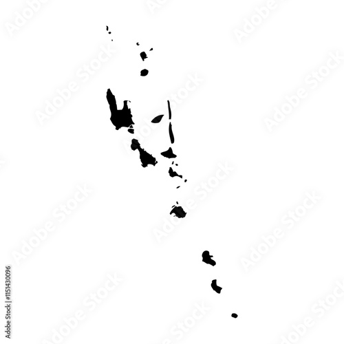 Vanuatu high detailed vector representation of country silhouette in solid black on white background. For educational, decorative, or informational use showcasing the national outline.