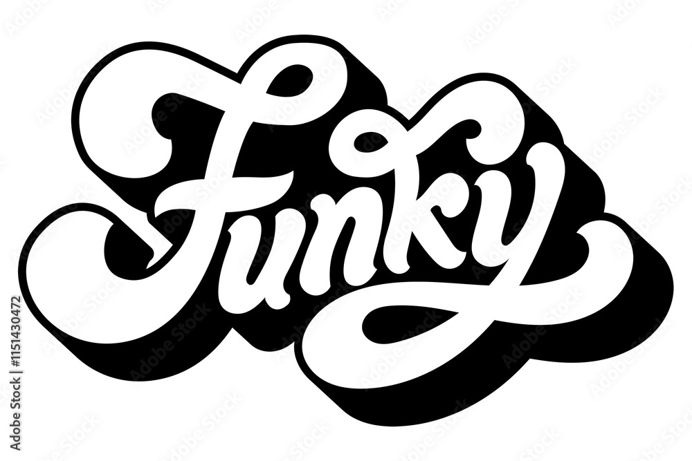 Black and white funky bold stylized font design element Black and white funky bold stylized font design element