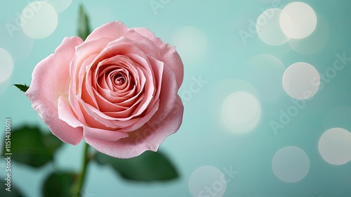 Wallpaper Mural Pastel rose concept. A delicate pink rose blooming against a soft, blurred blue background. Torontodigital.ca