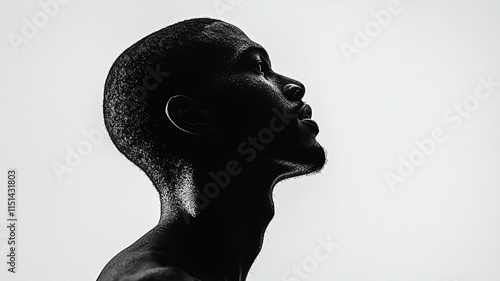 Hopeful Black Man Silhouette Upward Gaze Peaceful Strong Portrait
