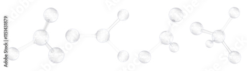 Canvastavla PNG 3D transparent clear molecule  cut out element set