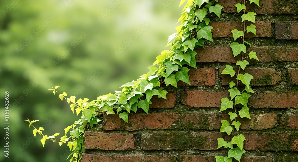 Ivy on the wall, green background Ivy on the wall, green background