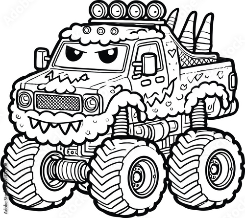 Mud, Tires, and Thrills Monster Truck Coloring Fun. Power and Speed: A Monster Truck Coloring Challenge, kids coloring pages