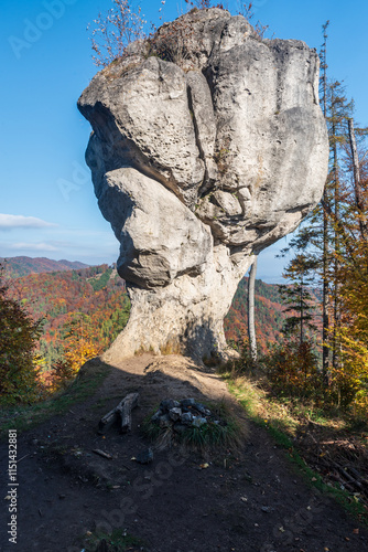 Zbynovsky budzogan rock formation above Zbynov village in Slovakia photo