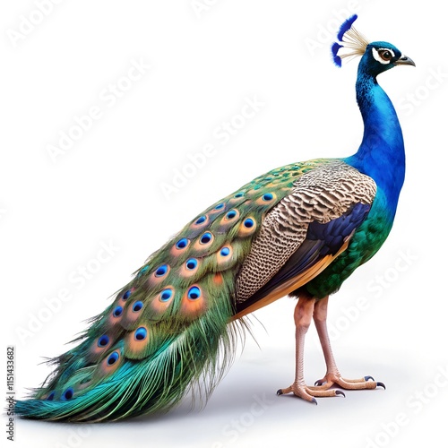 peacock on white background photo