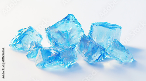 Fototapeta Naklejka Na Ścianę i Meble -  Abstract Futuristic Glass Shapes with Holographic Effect and Ice Pieces