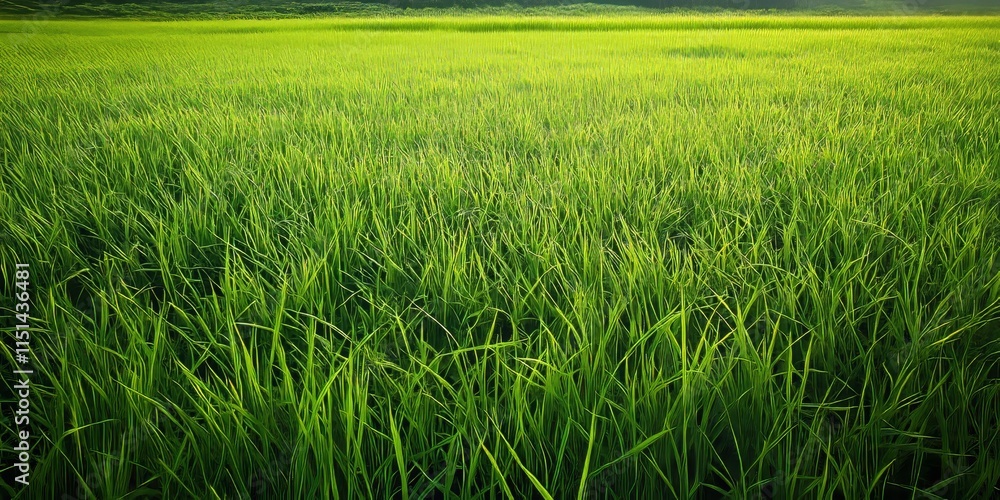 Obraz premium Lush green grass thrives in a vibrant field, showcasing the beauty of green grass flourishing during the summer and spring seasons, creating a serene landscape filled with green grass.