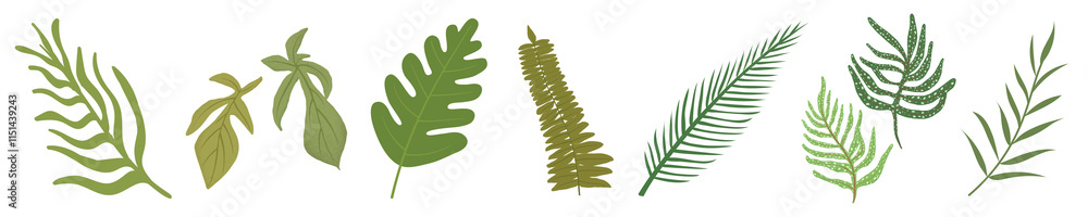 PNG Leaf vector, element set on transparent background PNG Leaf vector, element set on transparent background