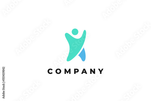 letter x or k abstract human exercise sport logo